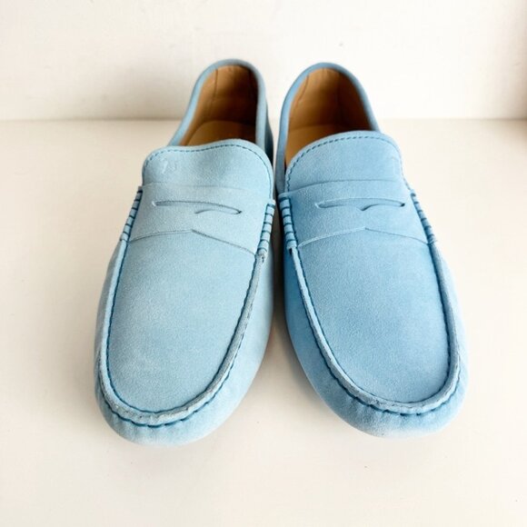 TOD'S Gommino Suede Driving Shoes in Alaskan Blue Size 8.5 - Picture 2 of 7